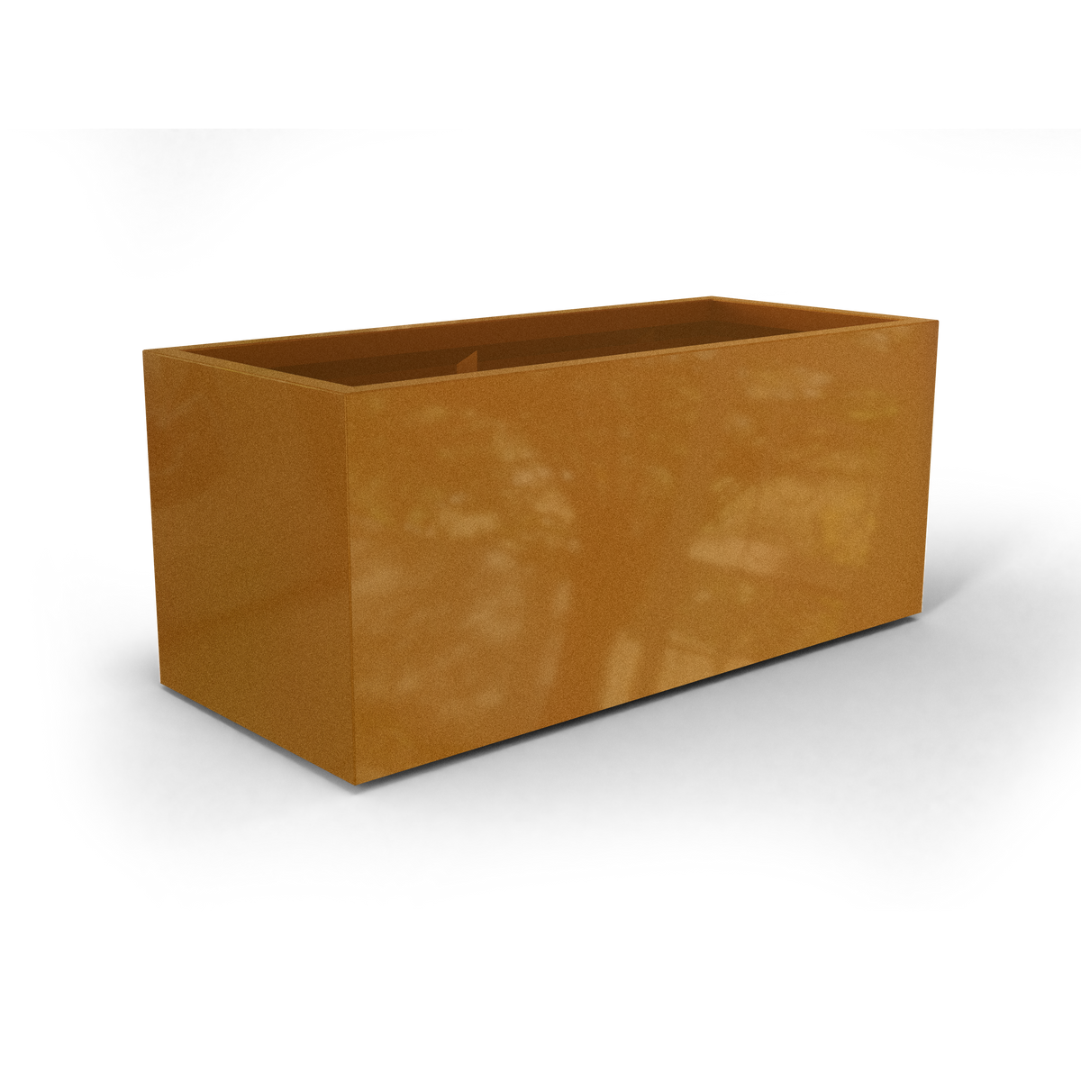 Badalona rectangular fiberglass planter in Metallic Bronze, 39 × 17 × 17 in, studio render