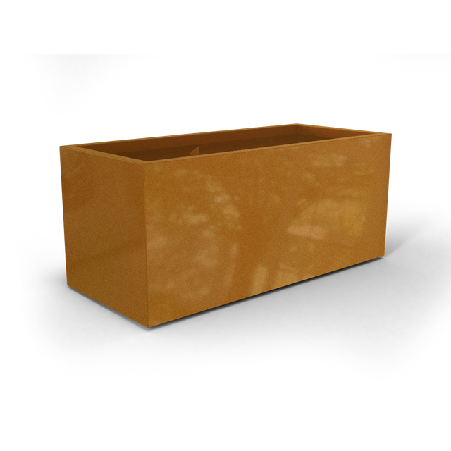 Badalona rectangular fiberglass planter in Metallic Bronze, 39 × 17 × 17 in, studio render