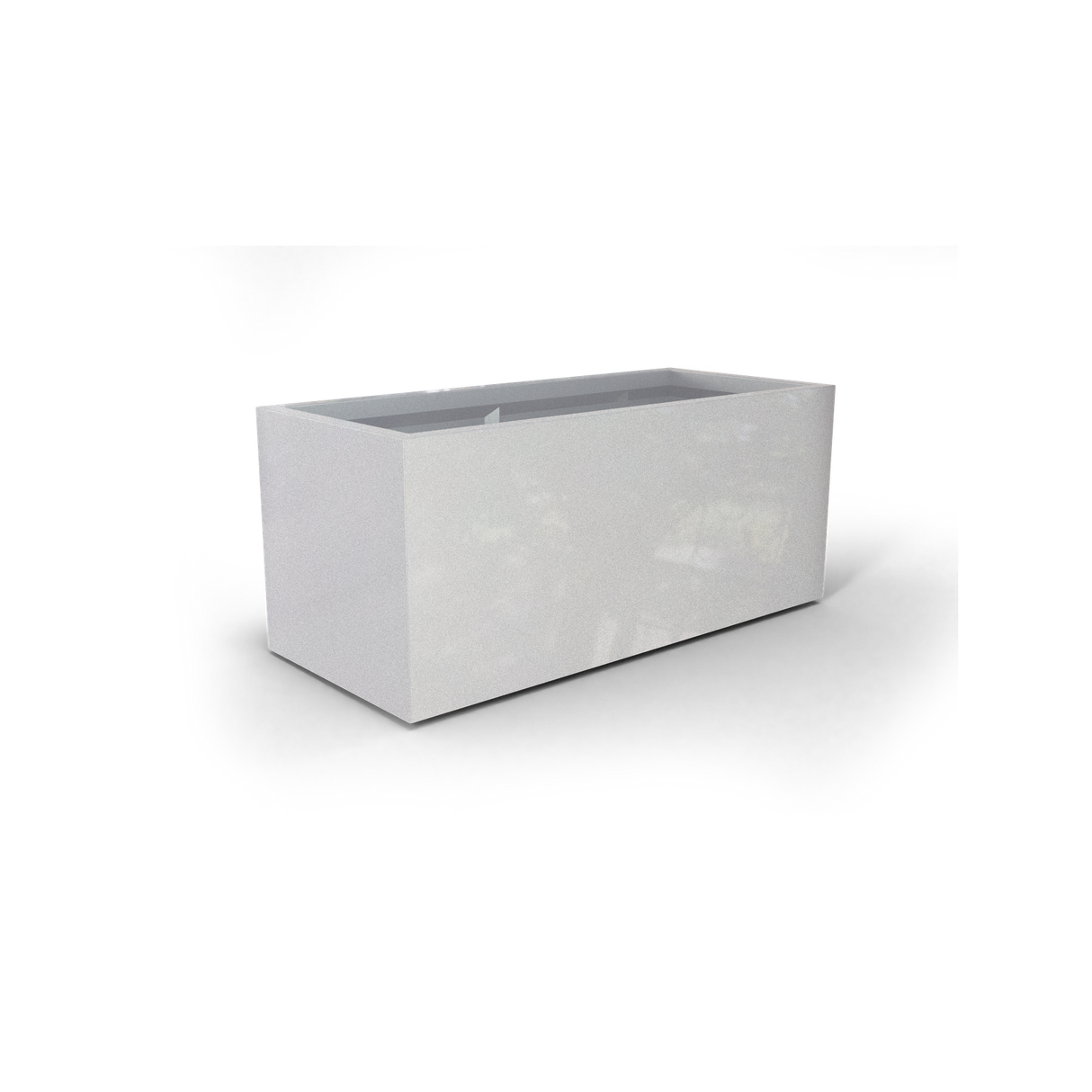 Badalona rectangular fiberglass planter in Metallic Silver