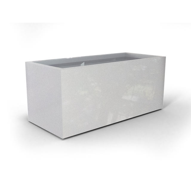 Badalona rectangular fiberglass planter in Metallic Silver, 39 × 17 × 17 in, studio render
