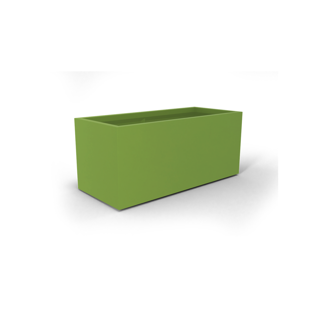 Badalona rectangular fiberglass planter in Satin Green