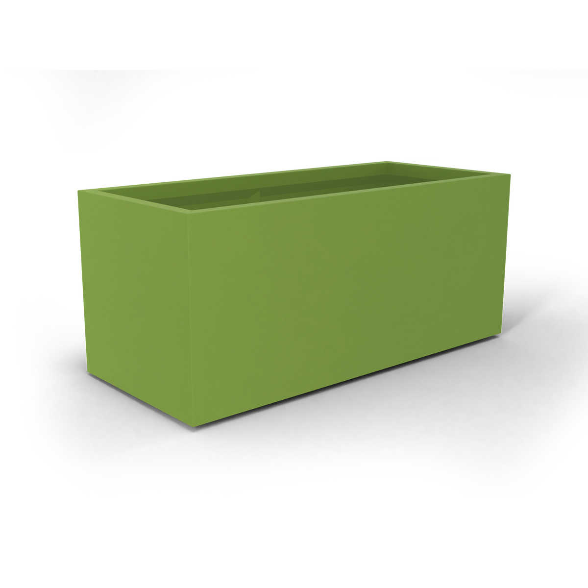 Badalona rectangular fiberglass planter in Satin Green, 39 × 17 × 17 in, studio render