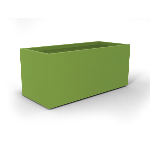 Badalona rectangular fiberglass planter in Satin Green, 39 × 17 × 17 in, studio render
