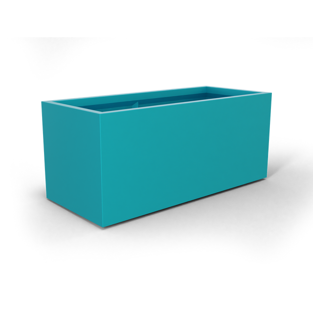 Badalona rectangular fiberglass planter in Satin Seafoam Green, 39 × 17 × 17 in, studio render