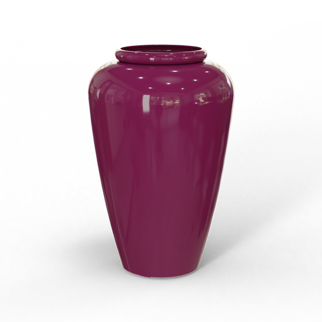 Barà jar fiberglass planter in Gloss Eggplant, studio render