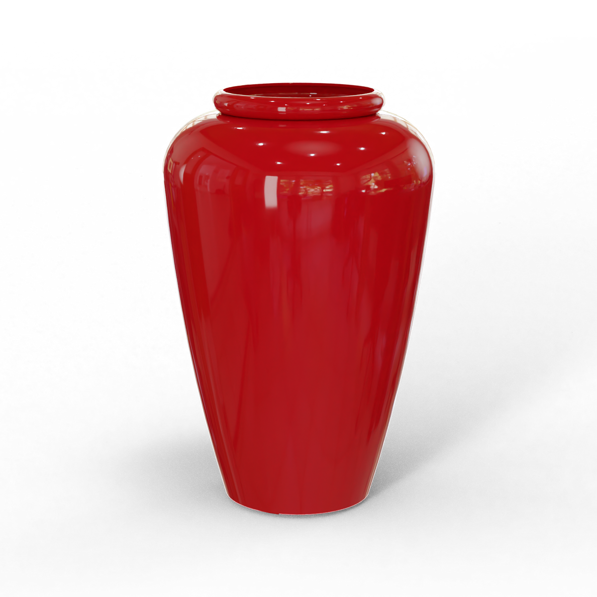 Barà jar fiberglass planter in Gloss Red, studio render