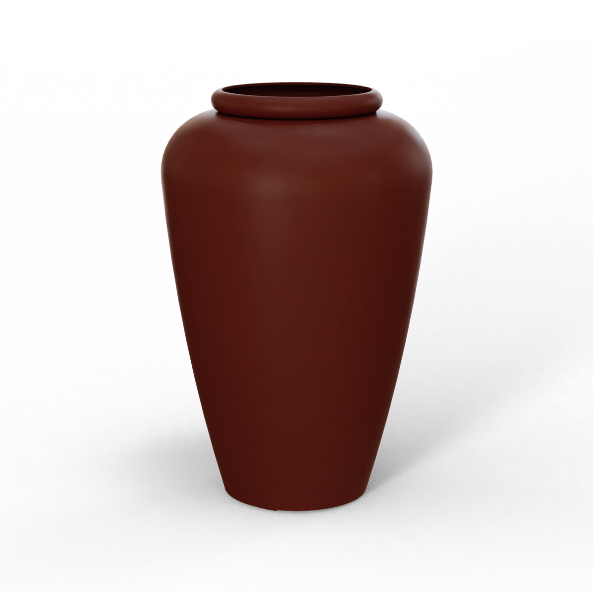 Barà jar fiberglass planter in Matte Terra Cotta, studio render