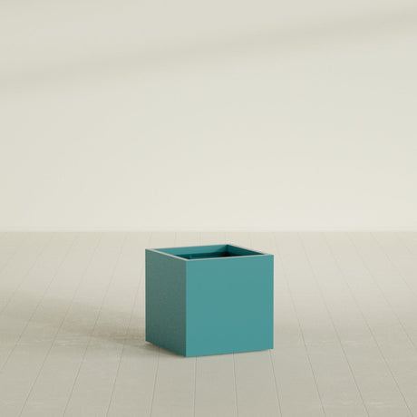 Montroy Cube Planter in Satin Seafoam Green, 24", shown empty