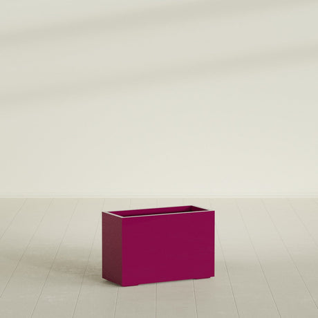 Tolga Rectangular Planter in Gloss Eggplant, 36"L × 16"D × 24"H, shown empty