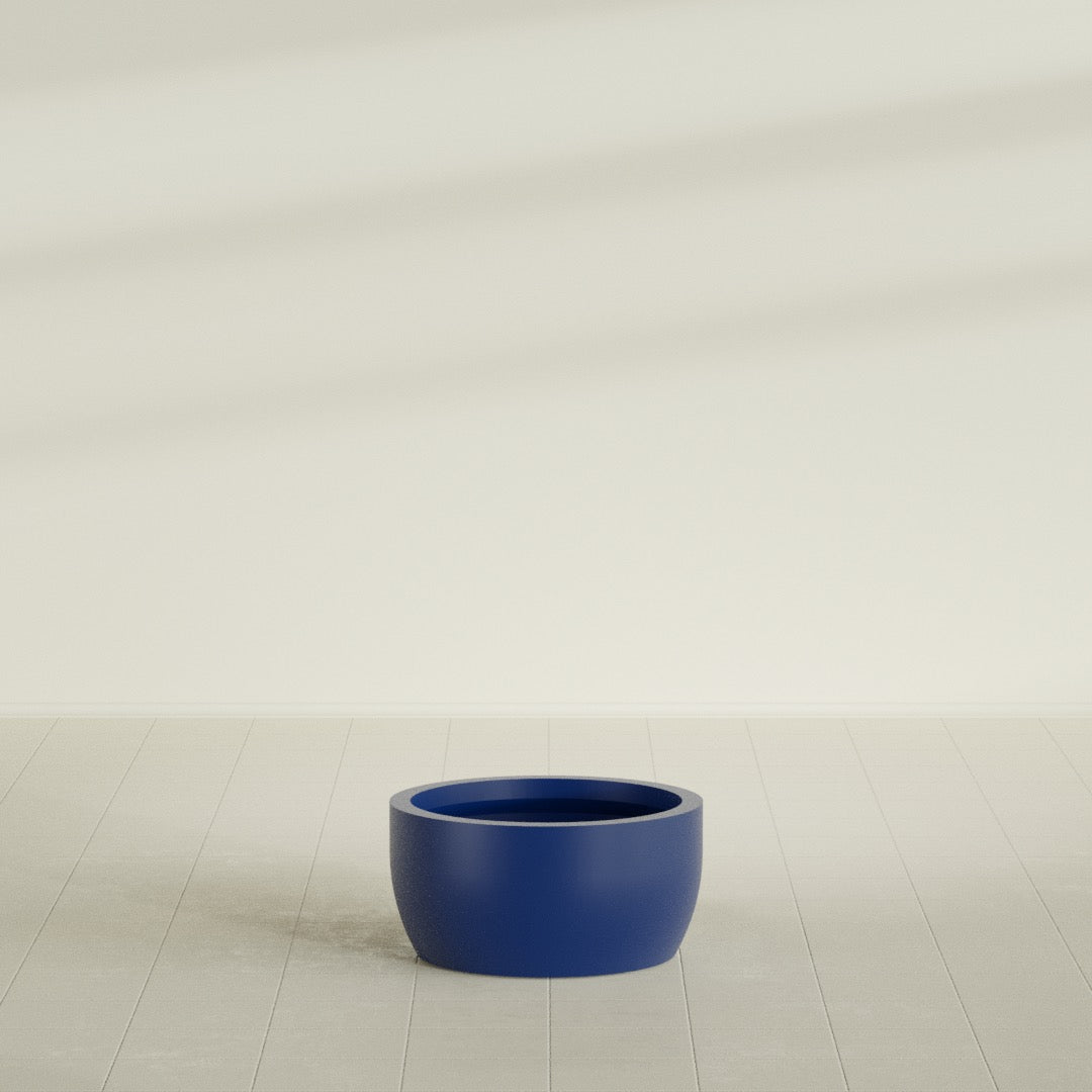 Casablanca Bowl Planter in Matte Cobalt Blue, 24"D × 12"H, shown empty