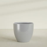 Wannsee Round Planter in Metallic Silver, 50"D × 44"H, shown empty