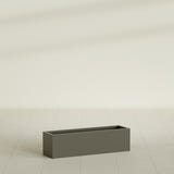 Monaco Rectangle Planter in Matte Bronze, 26"L, shown empty