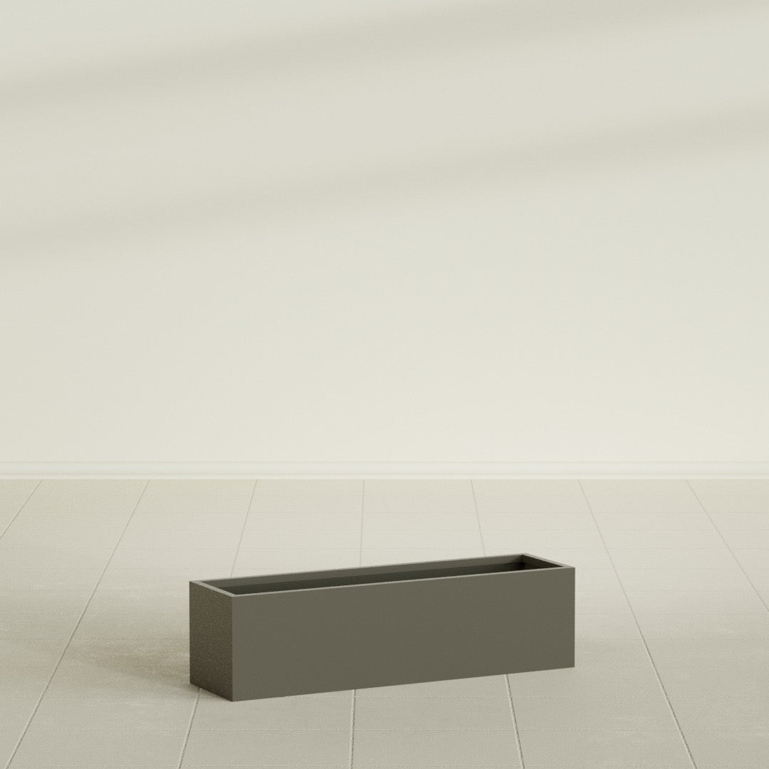 Monaco Rectangle Planter in Matte Bronze, 26"L, shown empty