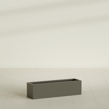 Monaco Rectangle Planter in Matte Bronze, 26"L, shown empty