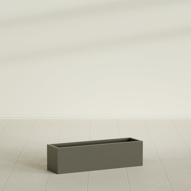Monaco Rectangle Planter in Matte Bronze, 26"L, shown empty