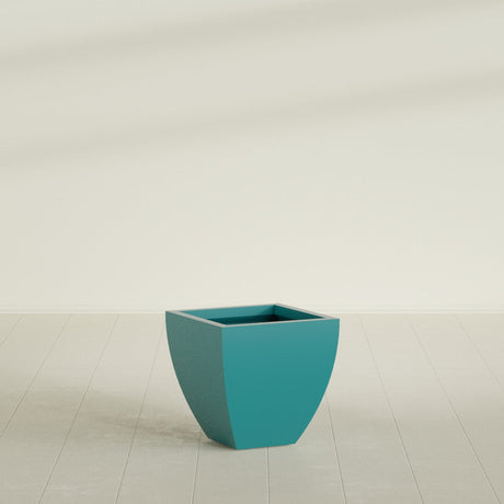 Lima Tapered Square Planter in Satin Seafoam Green, 20", shown empty