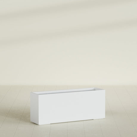 Tolga Rectangular Planter in Gloss Bright White, 60"L × 16"D × 24"H, shown empty