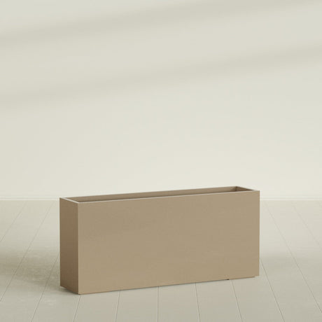 Potsdam Rectangular Planter in Gloss Metallic Gold, 72"L × 16"D × 32"H, shown empty