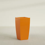 Toulan Tapered Square Planter in Gloss Tangerine, 18"W × 36"H, shown empty