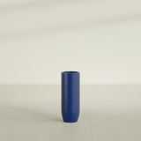 Saint Tropez Bullet Round Planter in Matte Cobalt Blue, 12"D × 32"H, shown empty