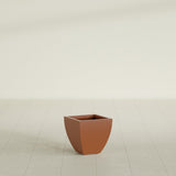 Lima Tapered Square Planter in Matte Terra Cotta, 12", shown empty