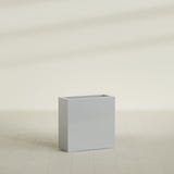 Milano Narrow Rectangular Planter in Metallic Silver, 24"L × 10"D × 24"H, shown empty