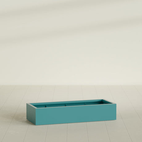 Antwerp Rectangular Planter in Satin Seafoam Green, 60"L × 24"D × 12"H, shown empty