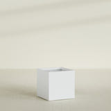 Montroy Cube Planter in Gloss Bright White, 32", shown empty