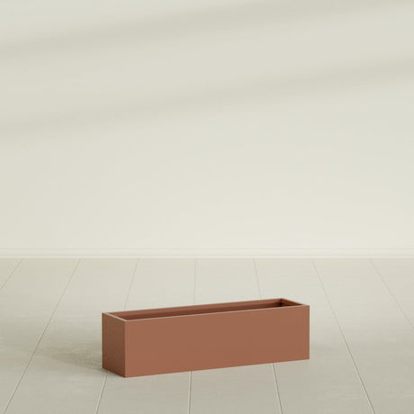 Monaco Rectangle Planter in Matte Terra Cotta, 26"L, shown empty