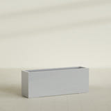 Miami Narrow Rectangular Planter in Metallic Silver, 48"L × 12"D × 18"H, shown empty
