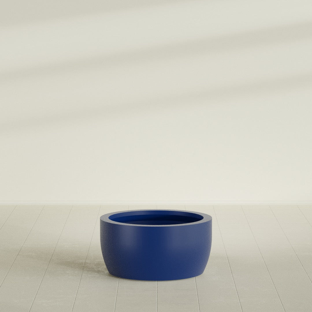 Casablanca Bowl Planter in Matte Cobalt Blue, 30"D × 15"H, shown empty