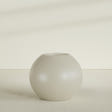 Globe Planter in Satin Beige, 36"D × 30"H, shown empty