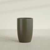 Lisbon tall round tapered fiberglass planter in Matte Bronze, 24 in diameter, 36 in high, shown empty