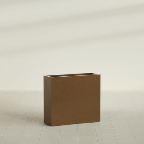 Delray Rectangular Planter in Metallic Bronze, 36"L × 12"D × 32"H, shown empty