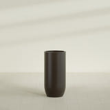 Saint Tropez Bullet Round Planter in Matte Dark Brown, 24"D × 50"H, shown empty