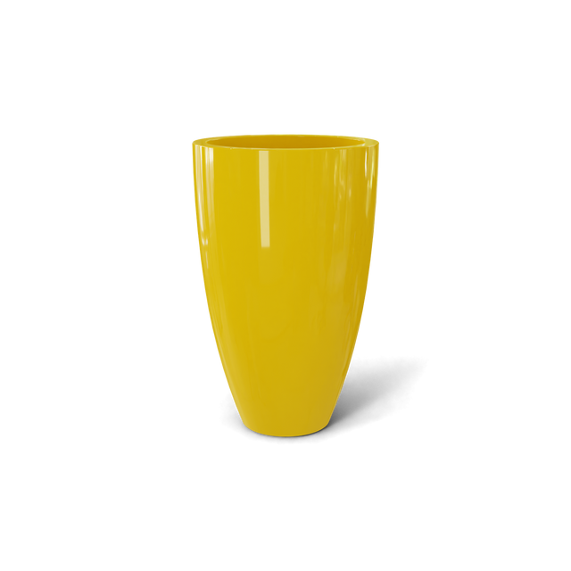 Brannan Tapered Round Planter in Gloss Saffron
