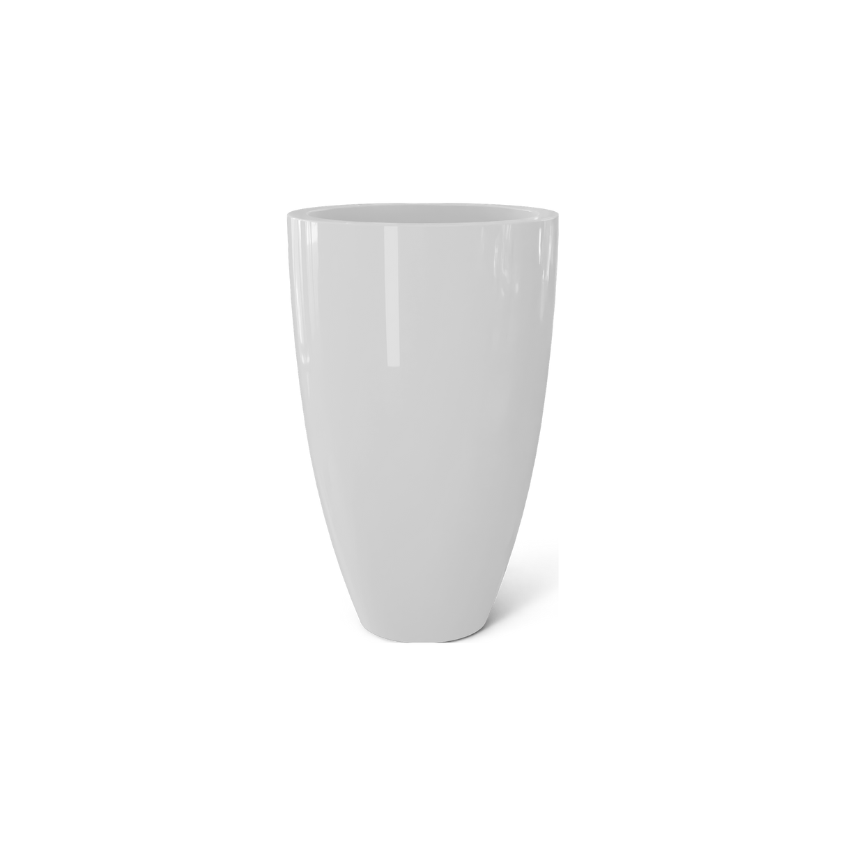 Brannan tapered round fiberglass planter in Gloss Bright White