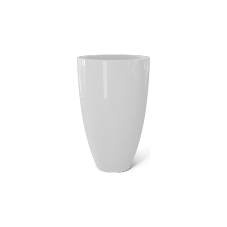 Brannan tapered round fiberglass planter in Gloss Bright White