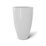 Brannan tapered round fiberglass planter in Gloss Bright White, studio render