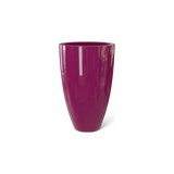 Brannan tapered round fiberglass planter in Gloss Eggplant