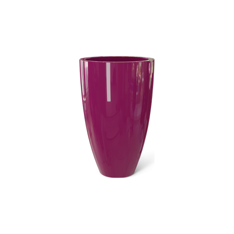 Brannan tapered round fiberglass planter in Gloss Eggplant
