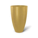 Brannan tapered round fiberglass planter in Gloss Metallic Gold, studio render
