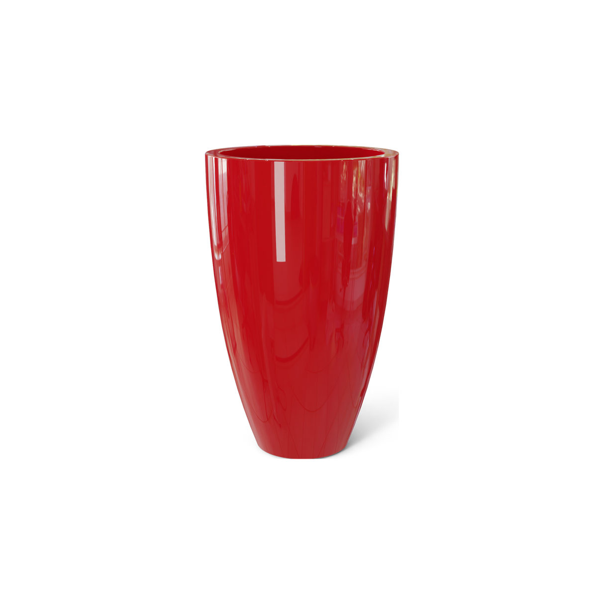 Brannan tapered round fiberglass planter in Gloss Red