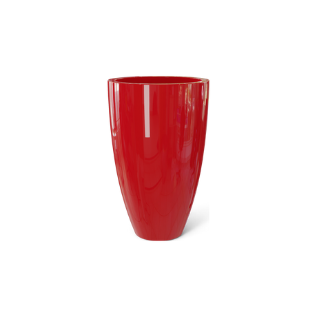 Brannan tapered round fiberglass planter in Gloss Red