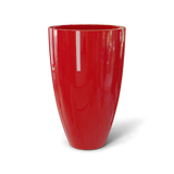 Brannan tapered round fiberglass planter in Gloss Red, studio render