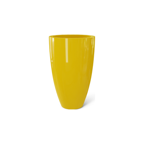 Brannan tapered round fiberglass planter in Gloss Saffron