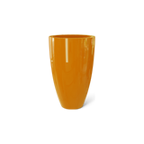 Brannan tapered round fiberglass planter in Gloss Tangerine