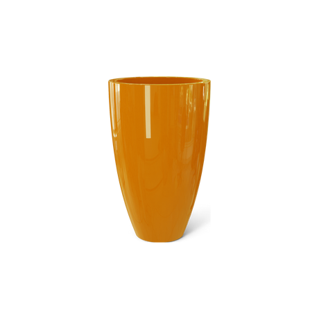 Brannan tapered round fiberglass planter in Gloss Tangerine