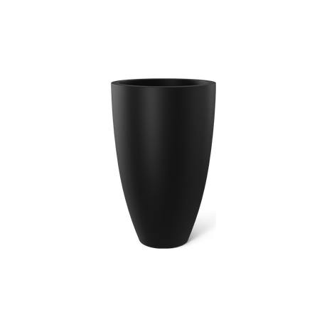 Brannan tapered round fiberglass planter in Matte Black