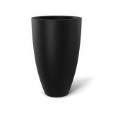 Brannan tapered round fiberglass planter in Matte Black, studio render